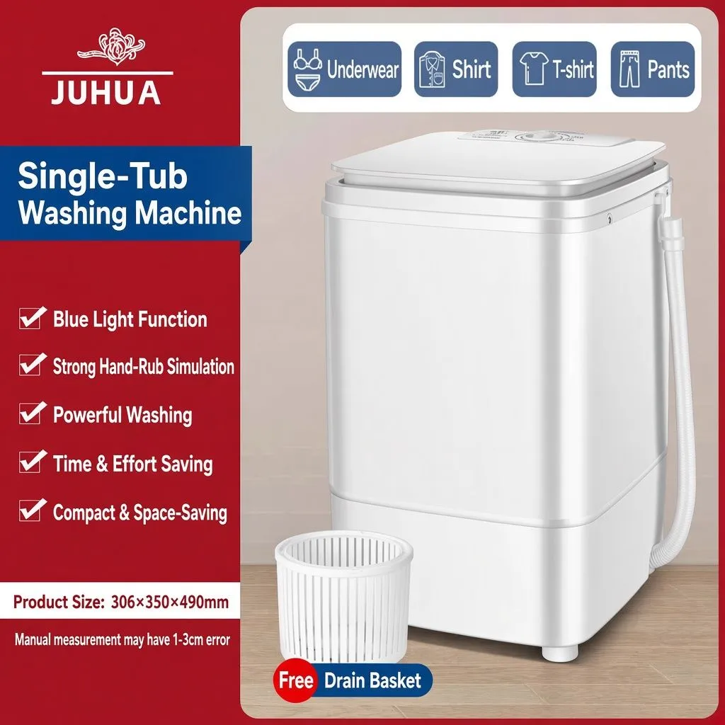 JUHUA Semi-Automatic Mini Washing Machine – Compact Large-Capacity Wash & Spin Dual-Use - Image 1