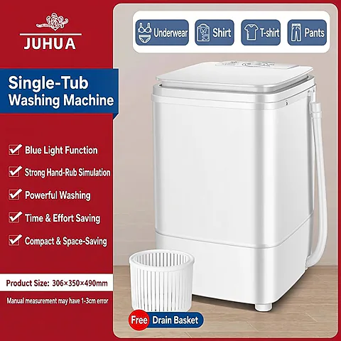 JUHUA Semi-Automatic Mini Washing Machine – Compact Large-Capacity Wash & Spin Dual-Use