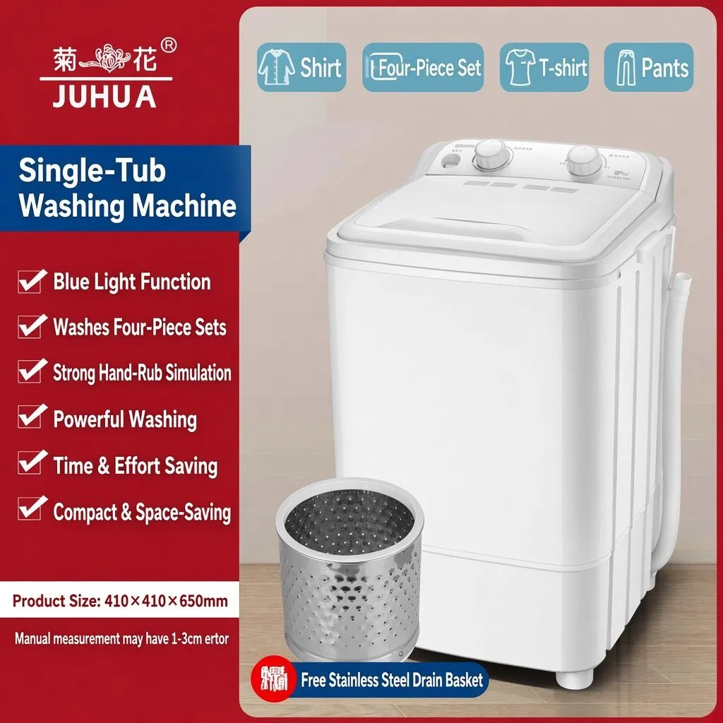 JUHUA Semi-Automatic Mini Washing Machine – Compact Large-Capacity Wash & Spin Dual-Use - Image 2