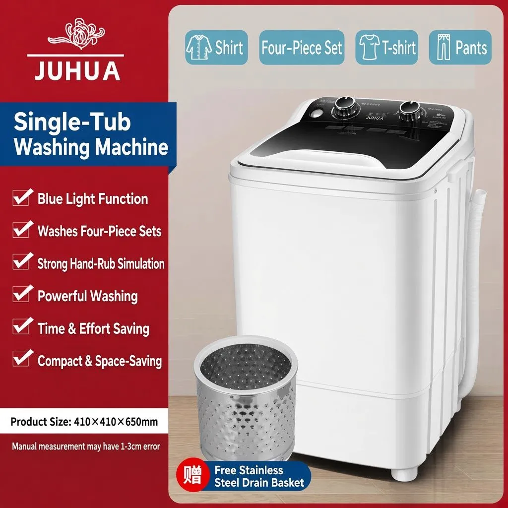 JUHUA Semi-Automatic Mini Washing Machine – Compact Large-Capacity Wash & Spin Dual-Use - Image 3