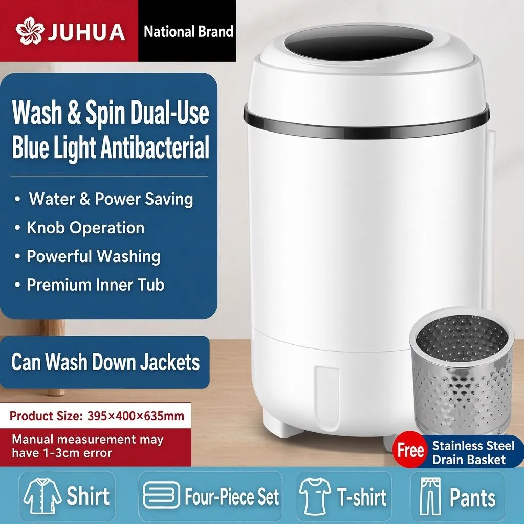 JUHUA Semi-Automatic Mini Washing Machine – Compact Large-Capacity Wash & Spin Dual-Use showcase 3