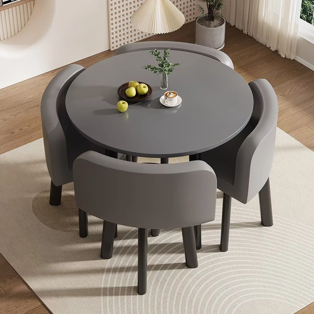 Foldable/storable Dining table Set for small apartments, home use, apartment dining table; shop/storefront negotiation table & chair set for guest reception; round table showcase 1