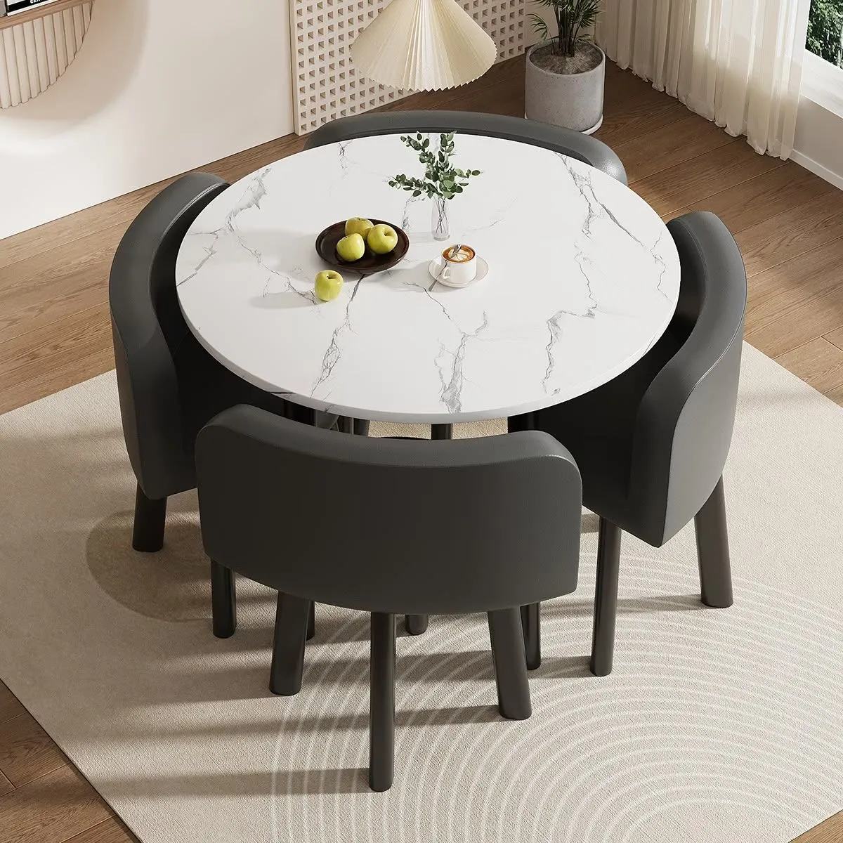 Foldable/storable Dining table Set for small apartments, home use, apartment dining table; shop/storefront negotiation table & chair set for guest reception; round table showcase 2