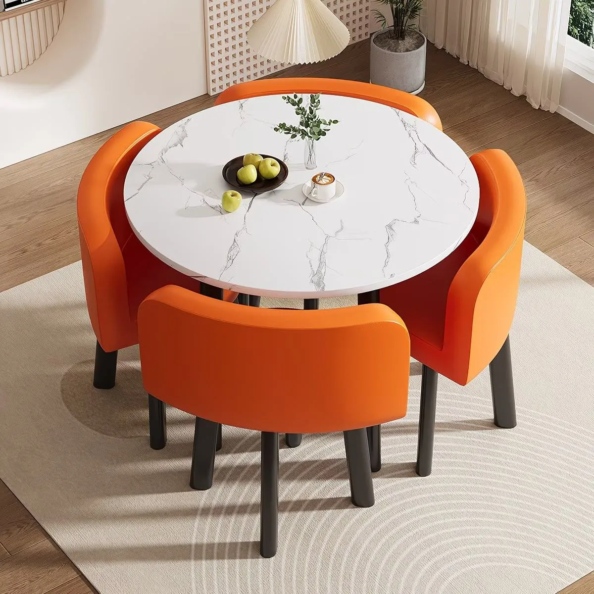 Foldable/storable Dining table Set for small apartments, home use, apartment dining table; shop/storefront negotiation table & chair set for guest reception; round table showcase 3