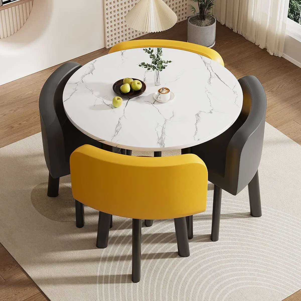 Foldable/storable Dining table Set for small apartments, home use, apartment dining table; shop/storefront negotiation table & chair set for guest reception; round table showcase 5