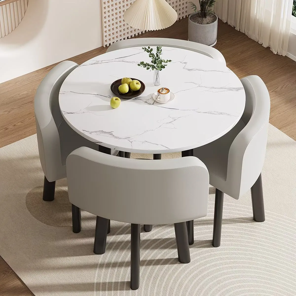 Foldable/storable Dining table Set for small apartments, home use, apartment dining table; shop/storefront negotiation table & chair set for guest reception; round table showcase 7