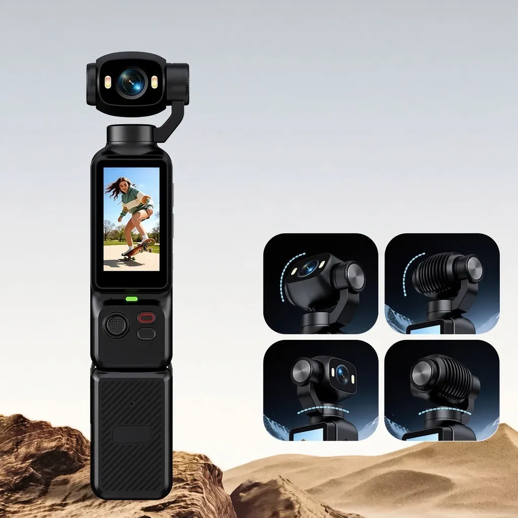 New Rotating HD Pocket Camera – Handheld Sports Camera with Image Stabilization, Portable HD Video Camera thumbnail 3