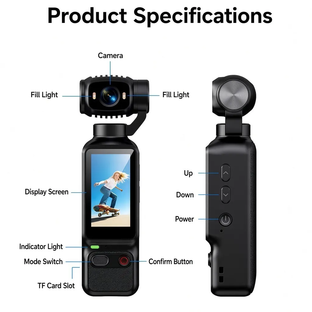 New Rotating HD Pocket Camera – Handheld Sports Camera with Image Stabilization, Portable HD Video Camera showcase 1