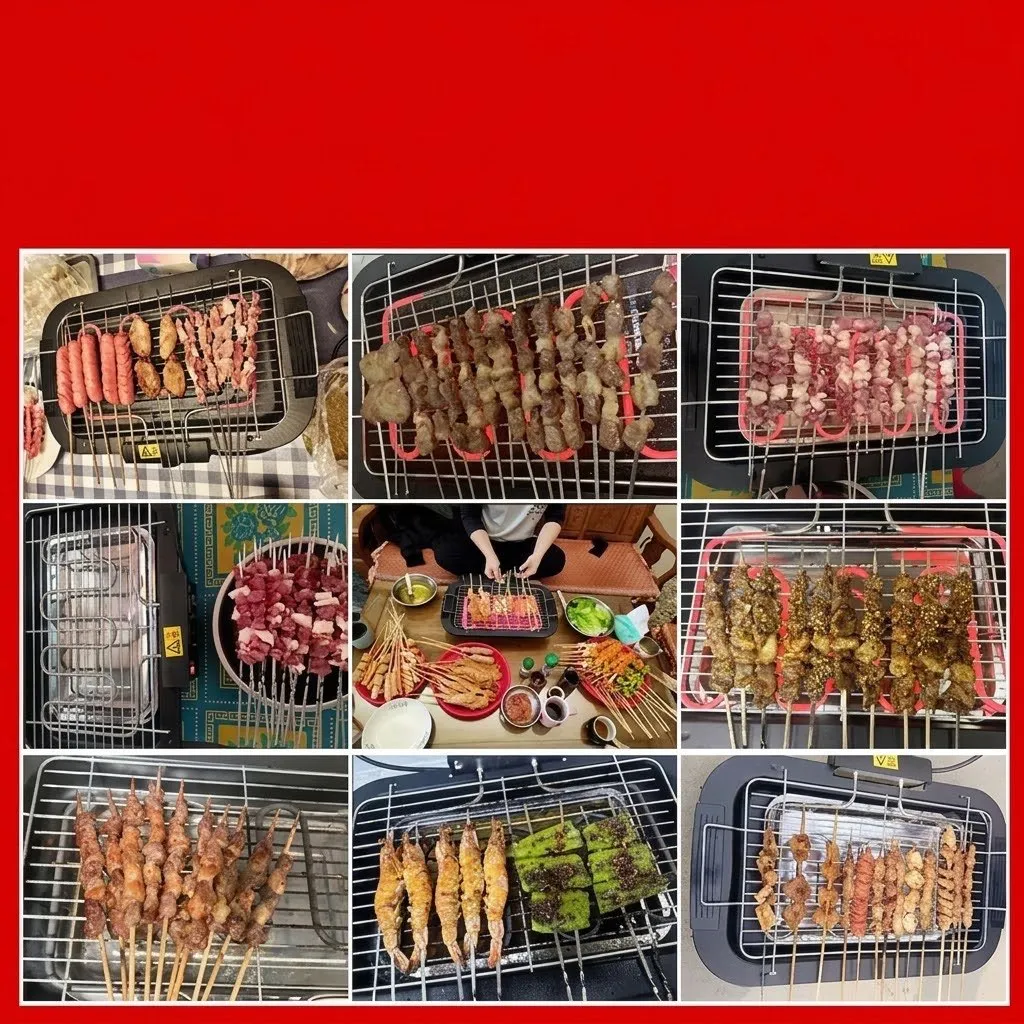 Electric BBQ Grill – New Smokeless Indoor Electric Grill, Multi-Function Barbecue & Skewer Grill for Home showcase 7
