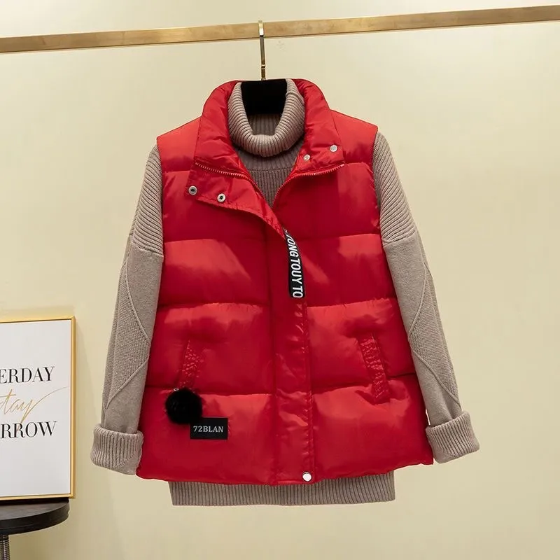 New Autumn/Winter Korean-Style Padded Vest – Short Thickened Sleeveless Quilted Jacket  showcase 2