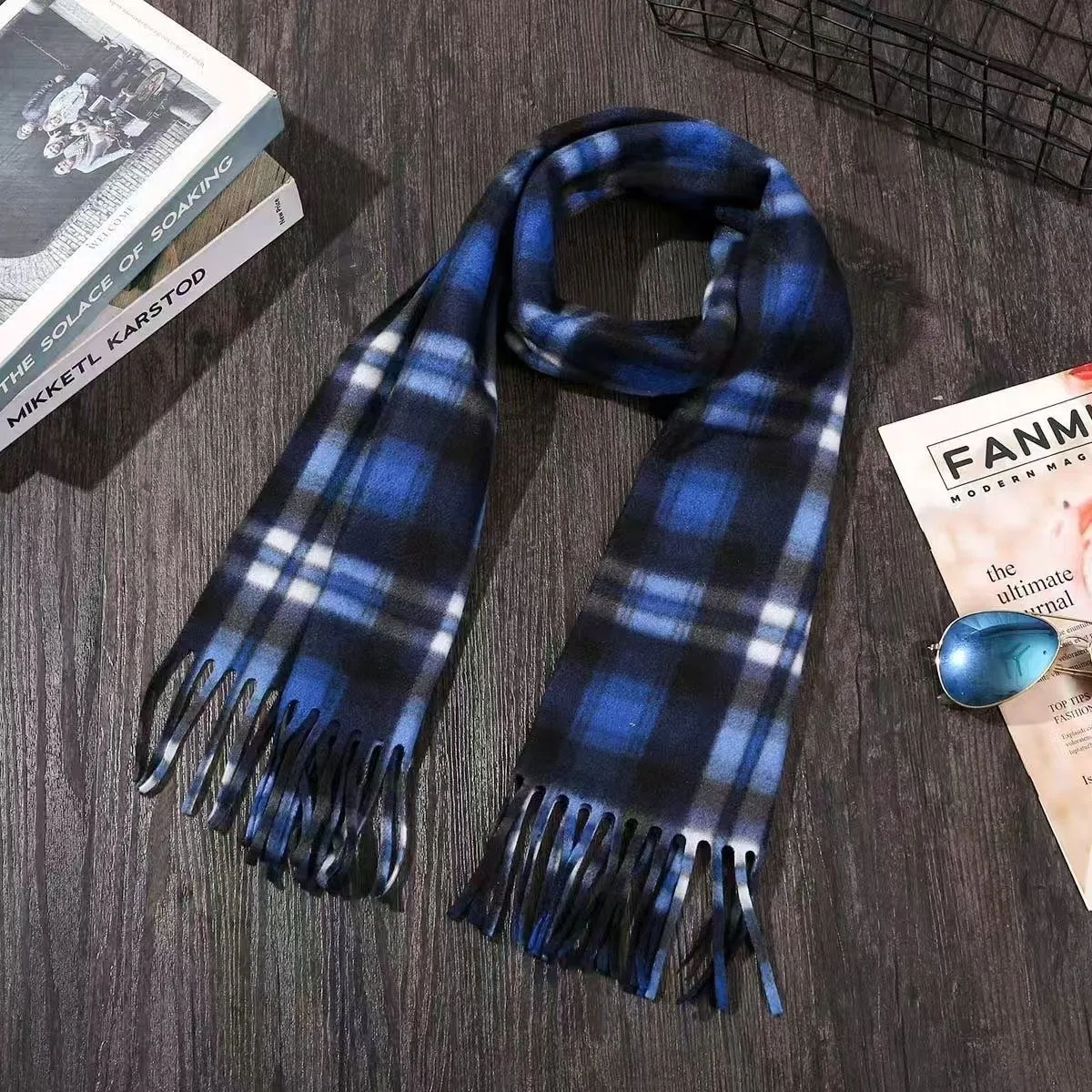 Unisex Plaid Tassel Scarf – Warm Autumn/Winter Checkered Scarf for Men and Women, Student Shawl & Layering Wrap thumbnail 3