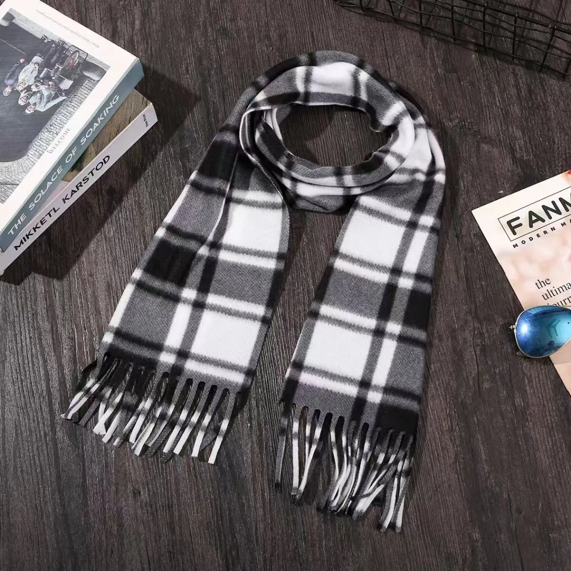 Unisex Plaid Tassel Scarf – Warm Autumn/Winter Checkered Scarf for Men and Women, Student Shawl & Layering Wrap showcase 3