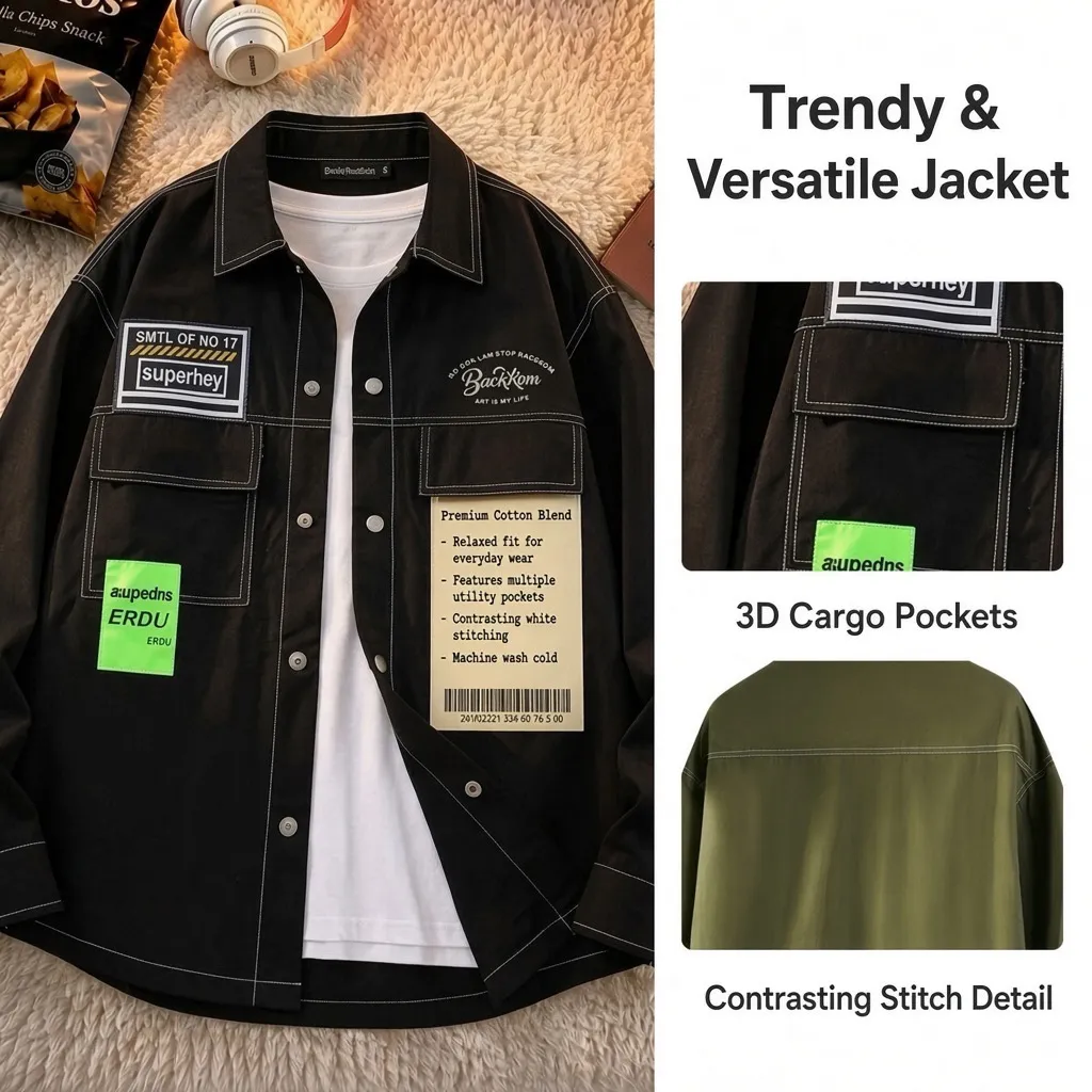 Men’s Tie-Dye Gradient Jacket Shirt – Stylish Streetwear Casual Jacket for Spring & Autumn, Student Fashion Top showcase 1