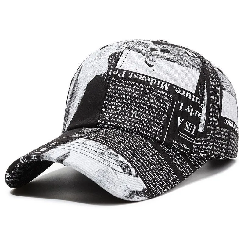 Unisex Newspaper Print Baseball Cap – Spring/Autumn Streetwear Hip-Hop Sun Hat, Outdoor Fishing Cap - Image 2