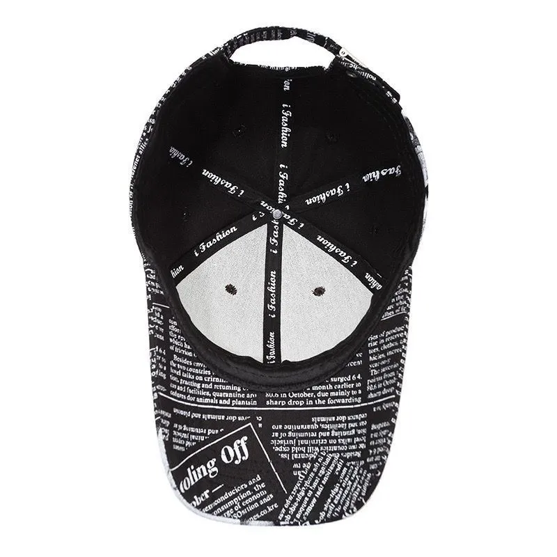 Unisex Newspaper Print Baseball Cap – Spring/Autumn Streetwear Hip-Hop Sun Hat, Outdoor Fishing Cap showcase 2