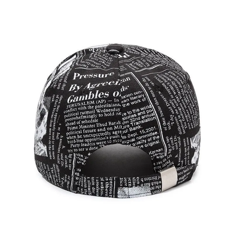 Unisex Newspaper Print Baseball Cap – Spring/Autumn Streetwear Hip-Hop Sun Hat, Outdoor Fishing Cap showcase 3