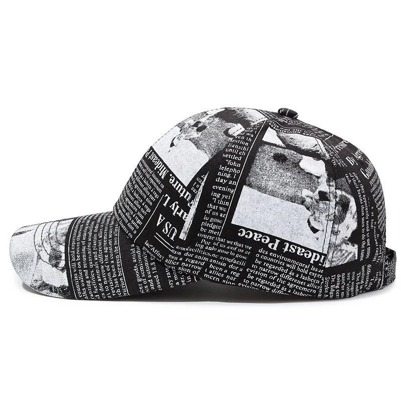 Unisex Newspaper Print Baseball Cap – Spring/Autumn Streetwear Hip-Hop Sun Hat, Outdoor Fishing Cap showcase 4
