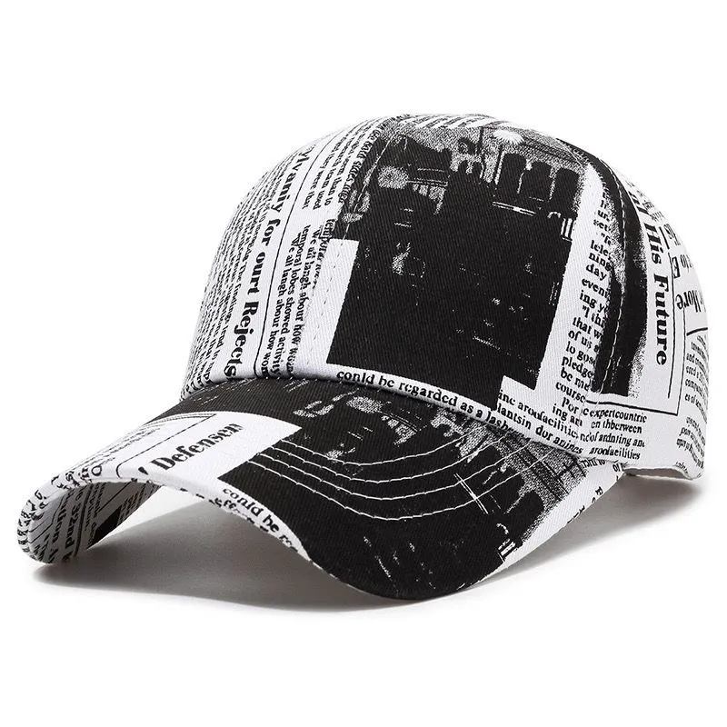 Unisex Newspaper Print Baseball Cap – Spring/Autumn Streetwear Hip-Hop Sun Hat, Outdoor Fishing Cap showcase 5
