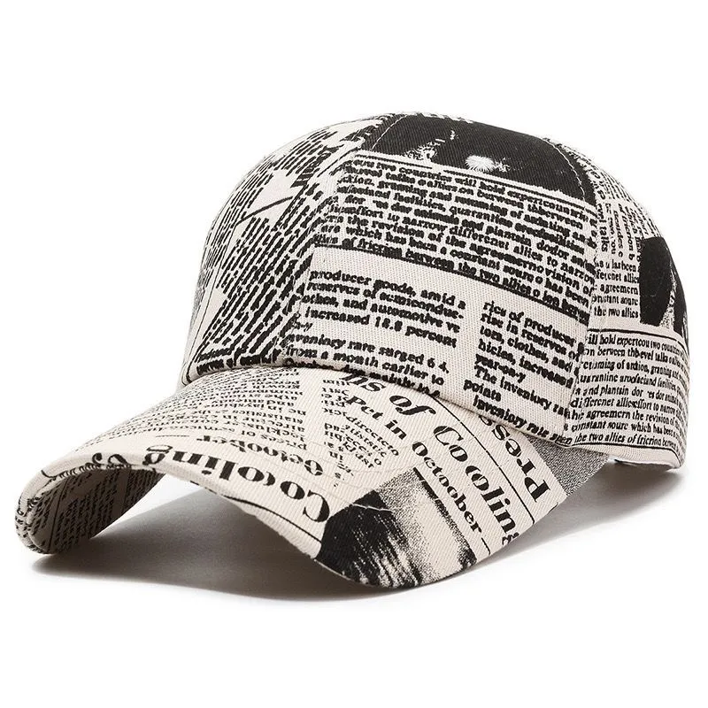 Unisex Newspaper Print Baseball Cap – Spring/Autumn Streetwear Hip-Hop Sun Hat, Outdoor Fishing Cap showcase 8