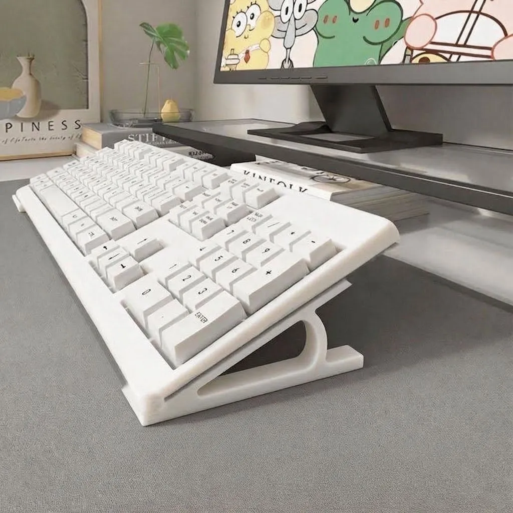 Desktop Computer Sloped Keyboard Stand – Raised Keyboard Platform, Angled Desktop Keyboard Holder for Comfortable Typing - Image 1