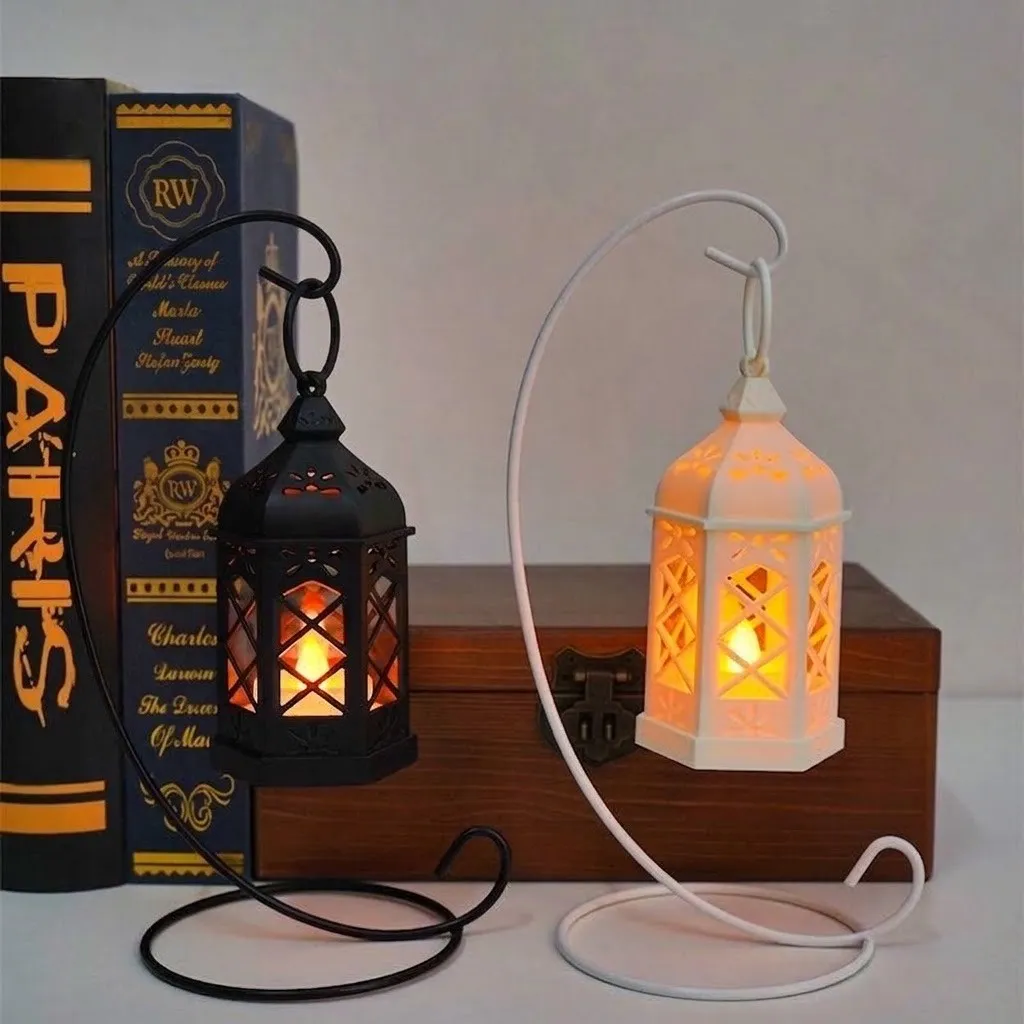 Warm Indoor Decorative LED Hanging Light – Vintage Hollow-Out Lamp, Cozy Bedroom Bedside & Desktop Hanging Light