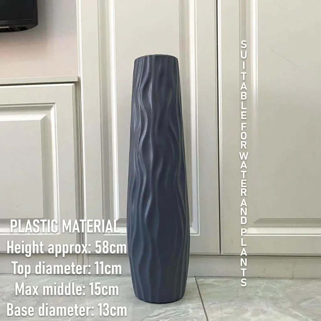Large White & Black European-Style Vase – Tall Minimalist Flower Vase, Ceramic-Look Plastic Floor Vase for Fresh & Dried Flowers, Living Room Décor showcase 1
