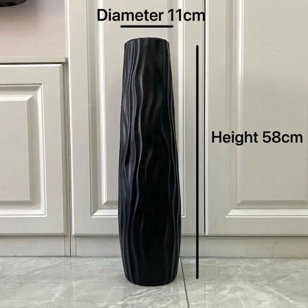 Large White & Black European-Style Vase – Tall Minimalist Flower Vase, Ceramic-Look Plastic Floor Vase for Fresh & Dried Flowers, Living Room Décor showcase 2