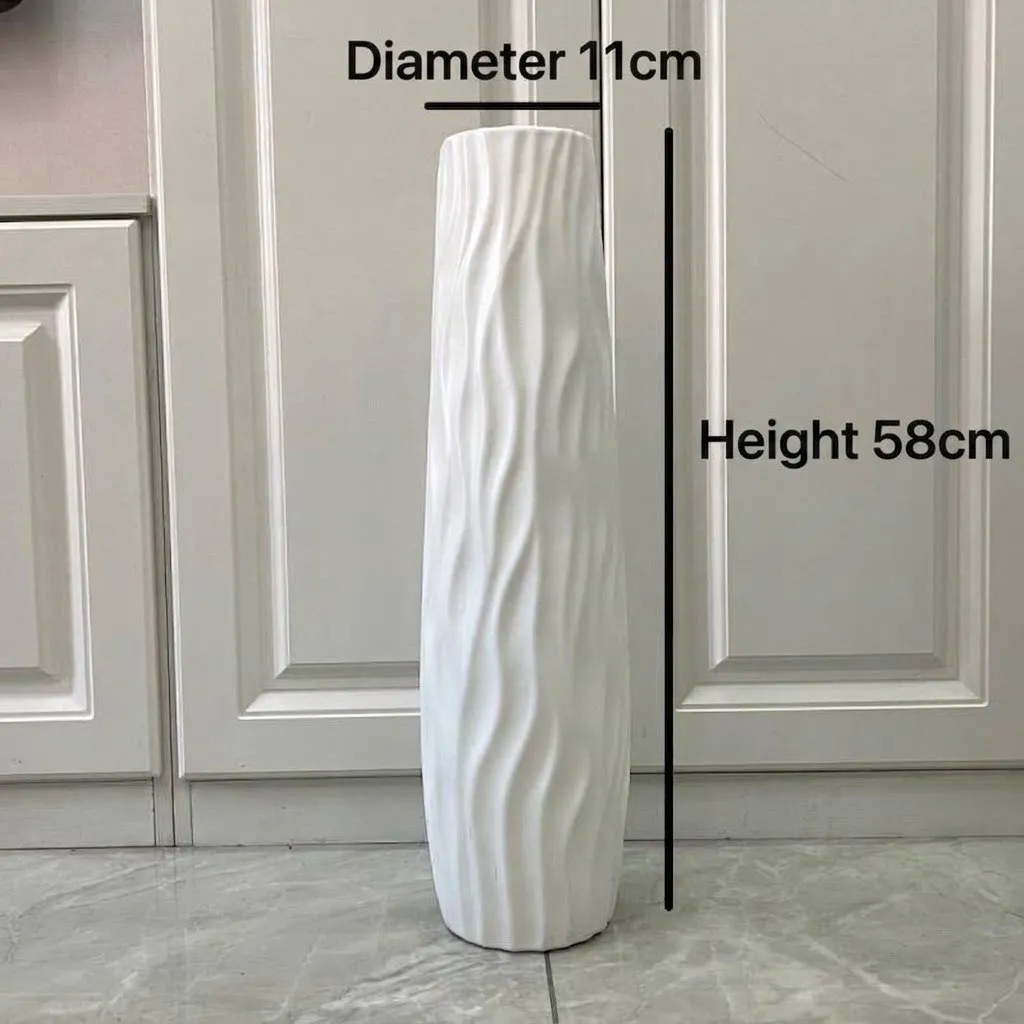 Large White & Black European-Style Vase – Tall Minimalist Flower Vase, Ceramic-Look Plastic Floor Vase for Fresh & Dried Flowers, Living Room Décor showcase 3