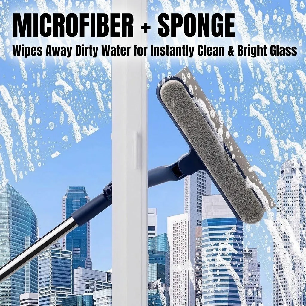 Double-Sided Glass Window Squeegee – High-Rise Window Cleaning Tool, Household Exterior Window Cleaner & Cleaning Set - Image 2