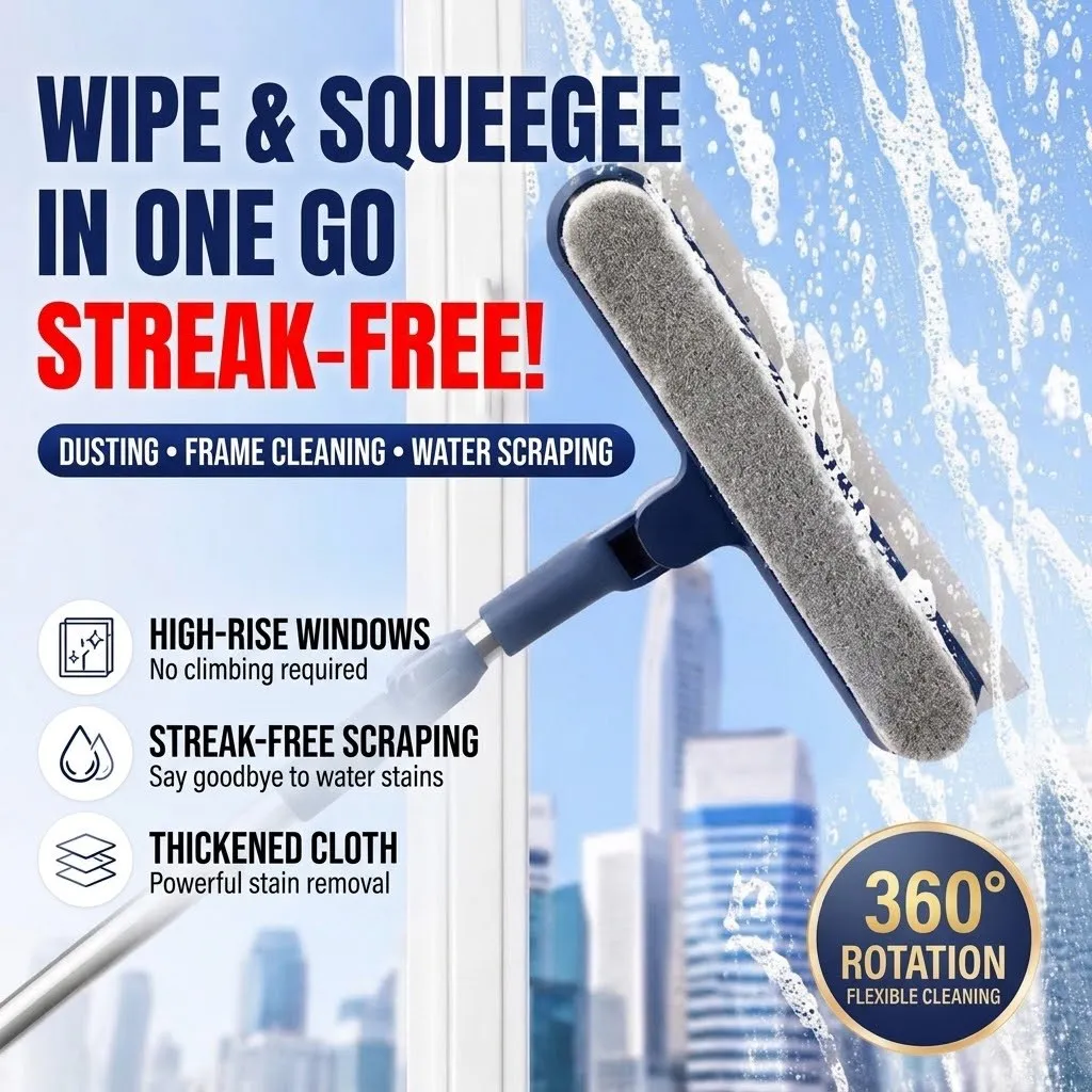 High-Rise Window Cleaning (360-Degree Rotatable Window Cleaner) With Integrated Scraping Function