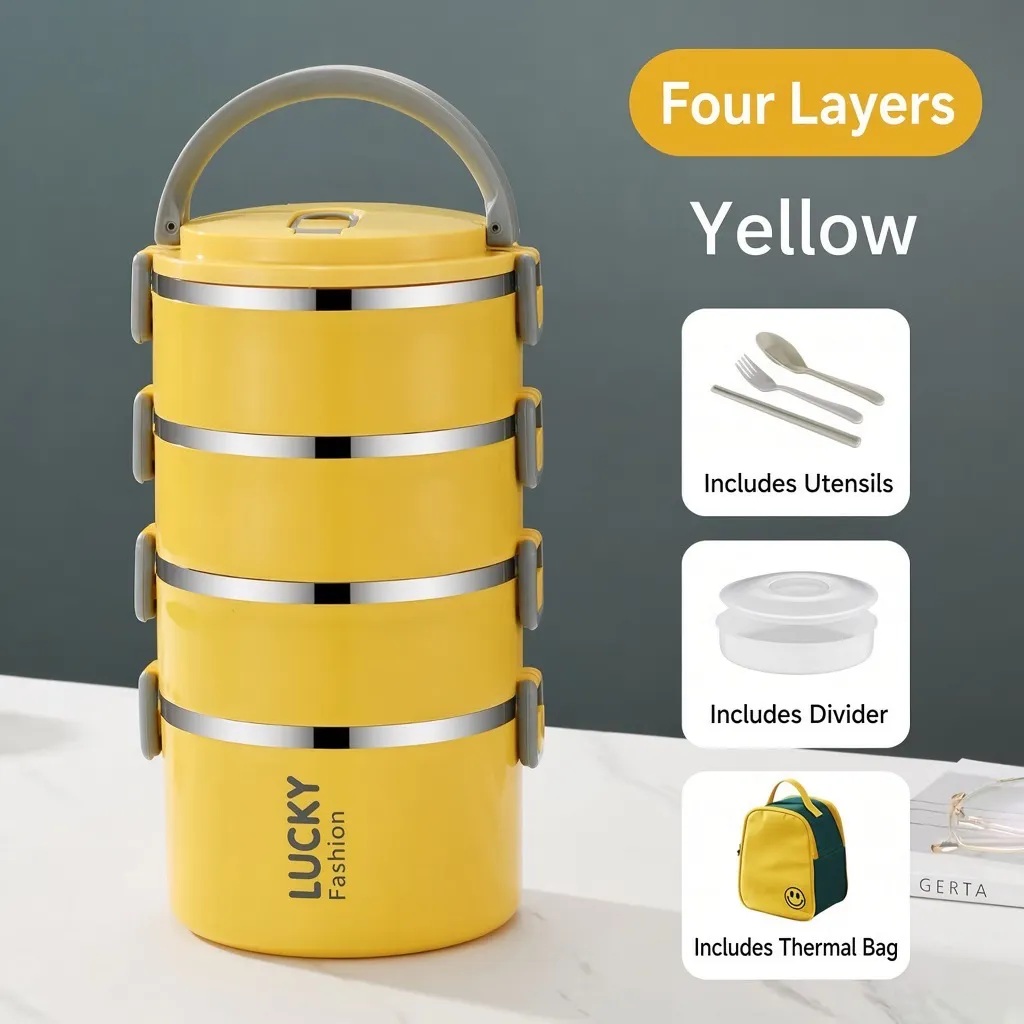 Insulated Lunch Box with Lid – Stainless Steel Thermal Food Container with Lunch Bag for Adults, Office Workers & Students showcase 2