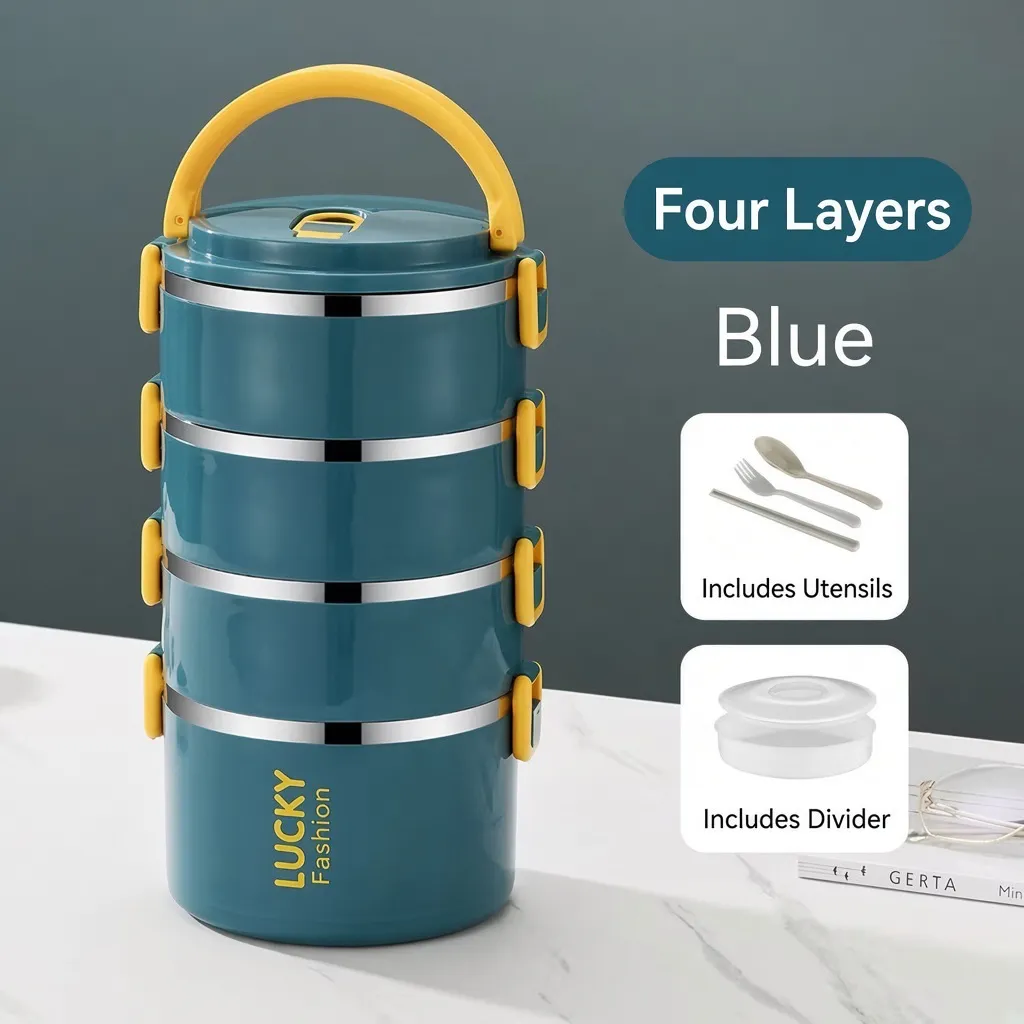 [Blue And Yellow-4 Layers]+Utensils