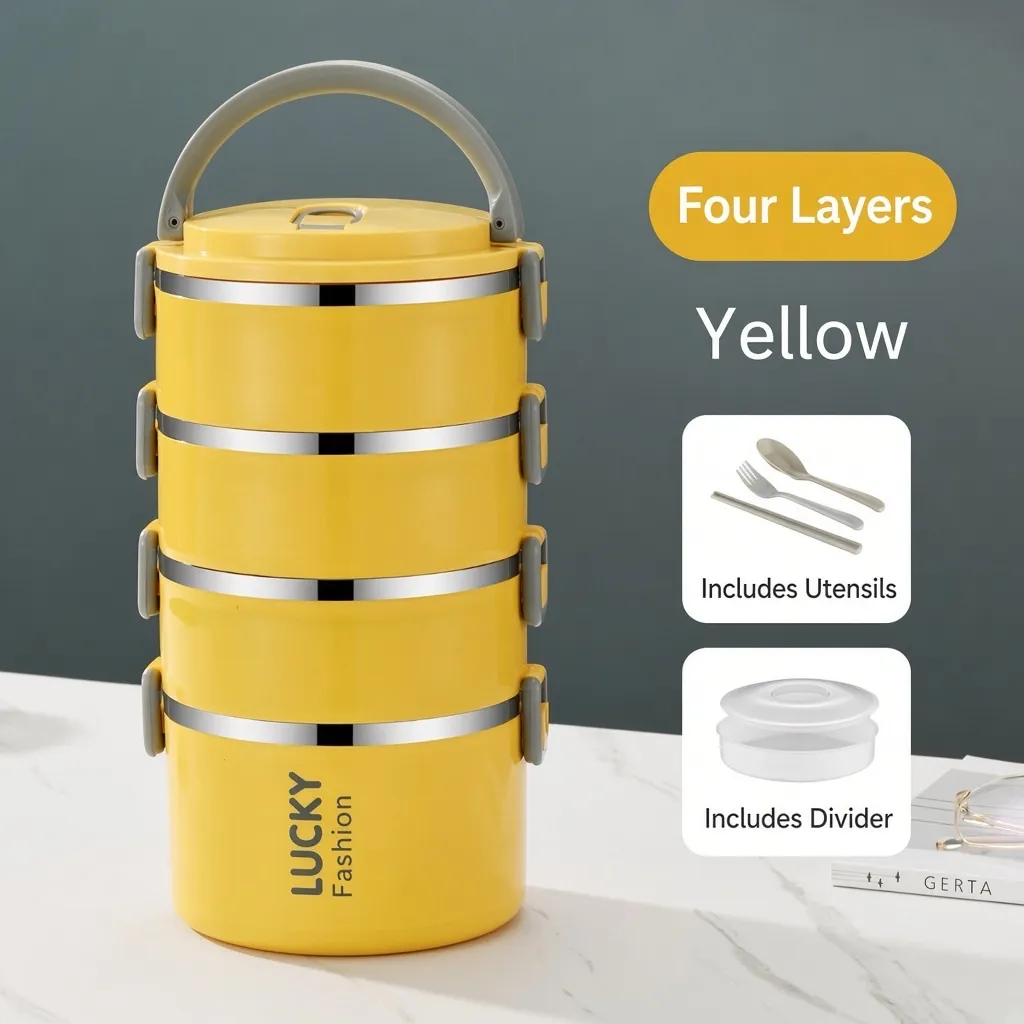[Yellow And Gray-4 Layers]+Utensils