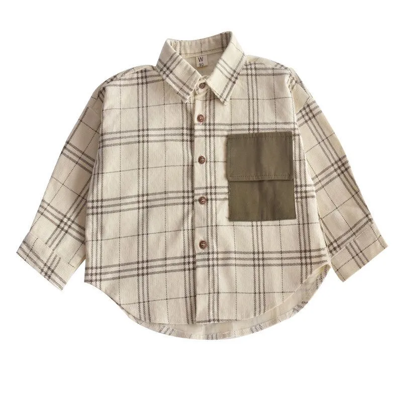 Kids Plaid Flannel Shirt - Boys Long Sleeve Button-Up Top - Versatile Spring Outerwear for Children - Soft Cotton Toddler Clothing - 2 to 8 Years Old thumbnail 2