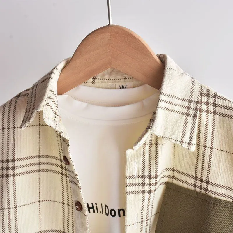 Kids Plaid Flannel Shirt - Boys Long Sleeve Button-Up Top - Versatile Spring Outerwear for Children - Soft Cotton Toddler Clothing - 2 to 8 Years Old thumbnail 7