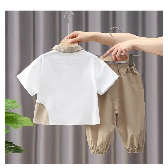 ​[2025 New Arrival] Boys 2-Piece Summer Set - Trendy Short Sleeve Top & Shorts - Ultra-Cool & Stylish Casual Outfit for Active Toddlers & Little Boys thumbnail 4