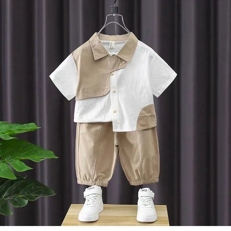 ​[2025 New Arrival] Boys 2-Piece Summer Set - Trendy Short Sleeve Top & Shorts - Ultra-Cool & Stylish Casual Outfit for Active Toddlers & Little Boys thumbnail 3