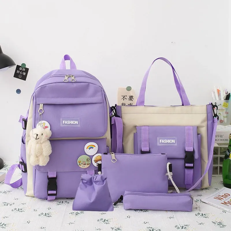 Girls School Backpack Ins Style - Large Student Bookbag for Elementary & Junior High - Lightweight Double-Shoulder Travel Bag - Aesthetic "Little Fresh" Design thumbnail 9