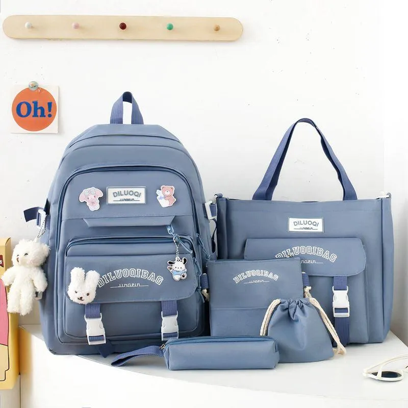 Girls School Backpack Ins Style - Large Student Bookbag for Elementary & Junior High - Lightweight Double-Shoulder Travel Bag - Aesthetic "Little Fresh" Design thumbnail 13