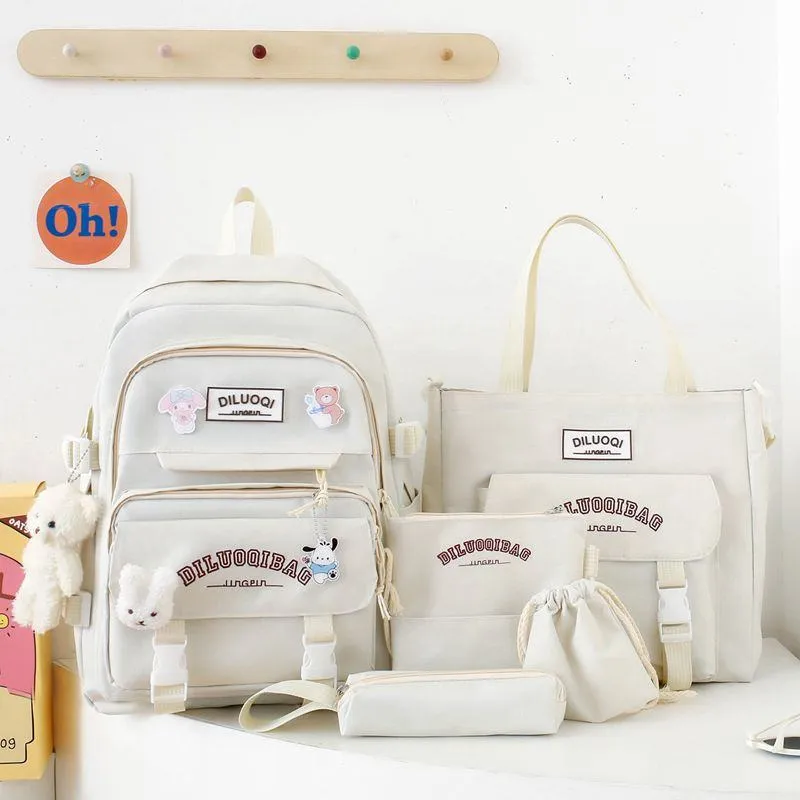 Girls School Backpack Ins Style - Large Student Bookbag for Elementary & Junior High - Lightweight Double-Shoulder Travel Bag - Aesthetic "Little Fresh" Design thumbnail 6