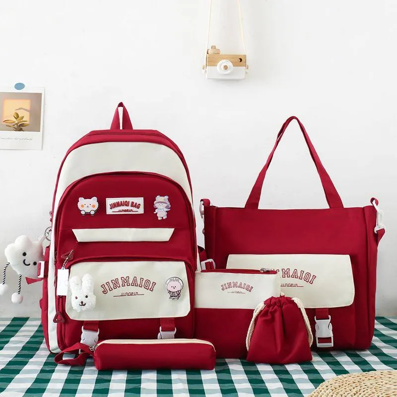 Girls School Backpack Ins Style - Large Student Bookbag for Elementary & Junior High - Lightweight Double-Shoulder Travel Bag - Aesthetic "Little Fresh" Design thumbnail 14