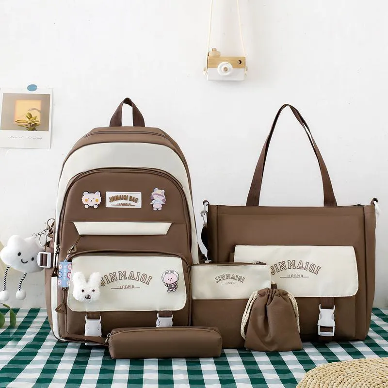 Girls School Backpack Ins Style - Large Student Bookbag for Elementary & Junior High - Lightweight Double-Shoulder Travel Bag - Aesthetic "Little Fresh" Design thumbnail 5