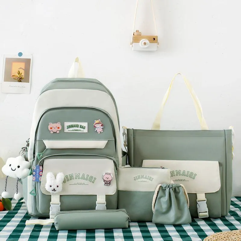 Girls School Backpack Ins Style - Large Student Bookbag for Elementary & Junior High - Lightweight Double-Shoulder Travel Bag - Aesthetic "Little Fresh" Design thumbnail 4