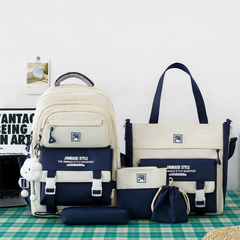 Girls School Backpack Ins Style - Large Student Bookbag for Elementary & Junior High - Lightweight Double-Shoulder Travel Bag - Aesthetic "Little Fresh" Design thumbnail 1