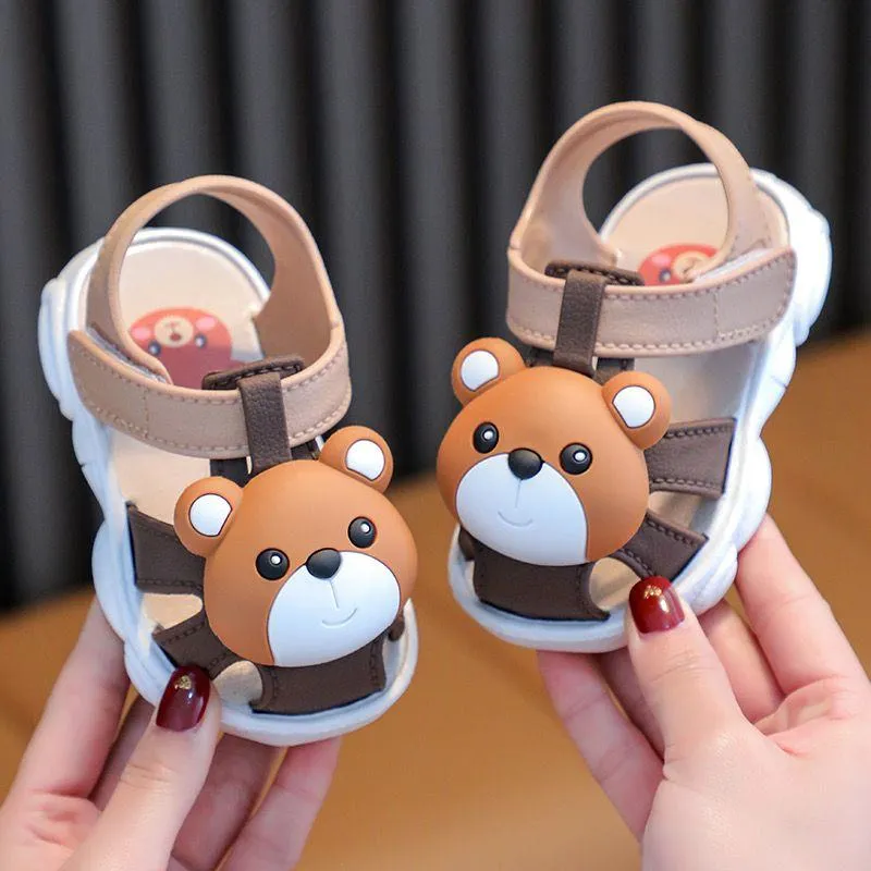 Baby Sandals Soft Sole Anti-Slip - Kids Summer Shoes Closed-Toe Protection - Cartoon Toddler Walking Shoes - Breathable Lightweight Infant Footwear thumbnail 1