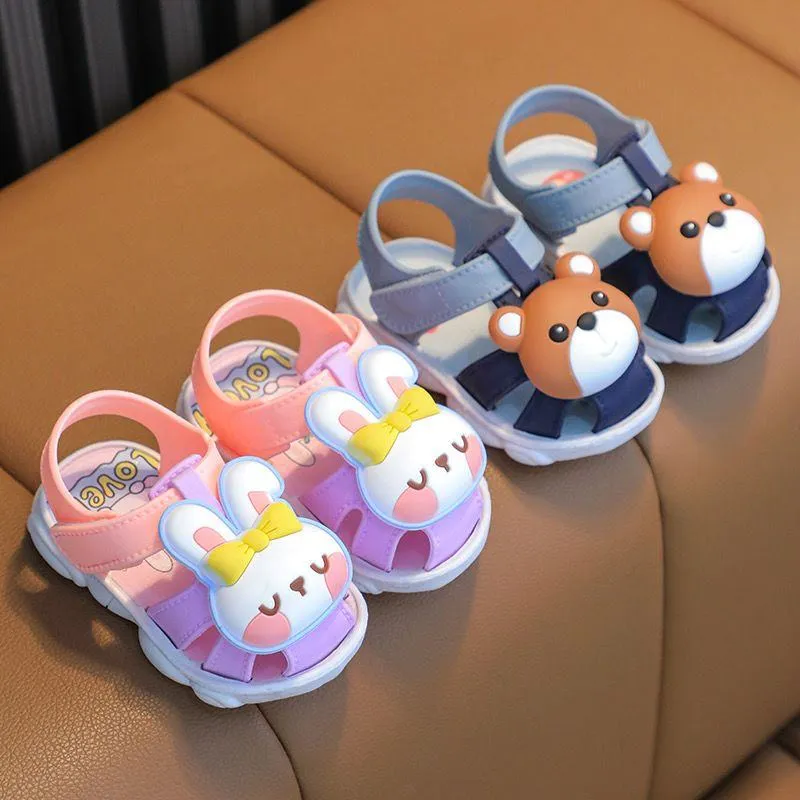 Baby Sandals Soft Sole Anti-Slip - Kids Summer Shoes Closed-Toe Protection - Cartoon Toddler Walking Shoes - Breathable Lightweight Infant Footwear thumbnail 7
