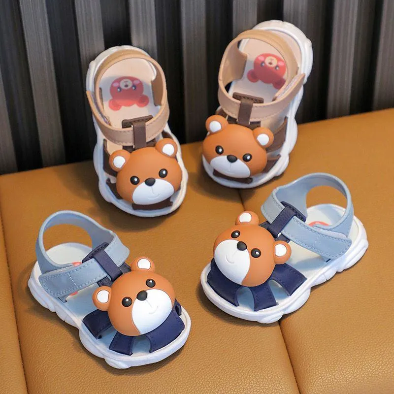 Baby Sandals Soft Sole Anti-Slip - Kids Summer Shoes Closed-Toe Protection - Cartoon Toddler Walking Shoes - Breathable Lightweight Infant Footwear thumbnail 6