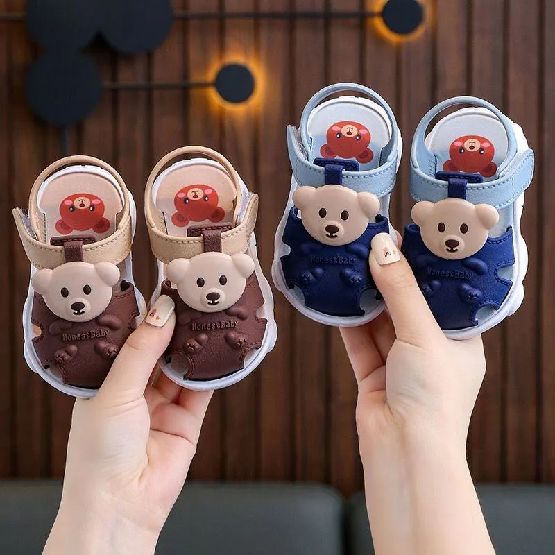 Baby Sandals Soft Sole Anti-Slip - Kids Summer Shoes Closed-Toe Protection - Cartoon Toddler Walking Shoes - Breathable Lightweight Infant Footwear thumbnail 9