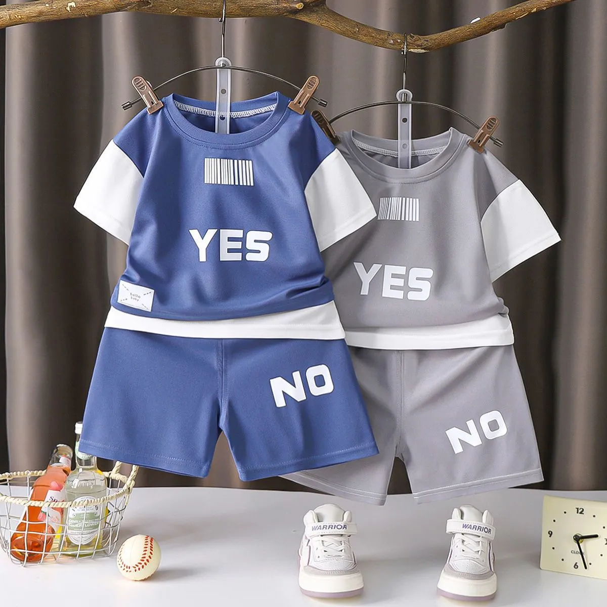 Boys 2-Piece Summer Clothing Set - 2025 New Trendy Kids Short Sleeve Outfit - Lightweight & Breathable Outdoor Casual Wear for Boys - Stylish Short Set thumbnail 1