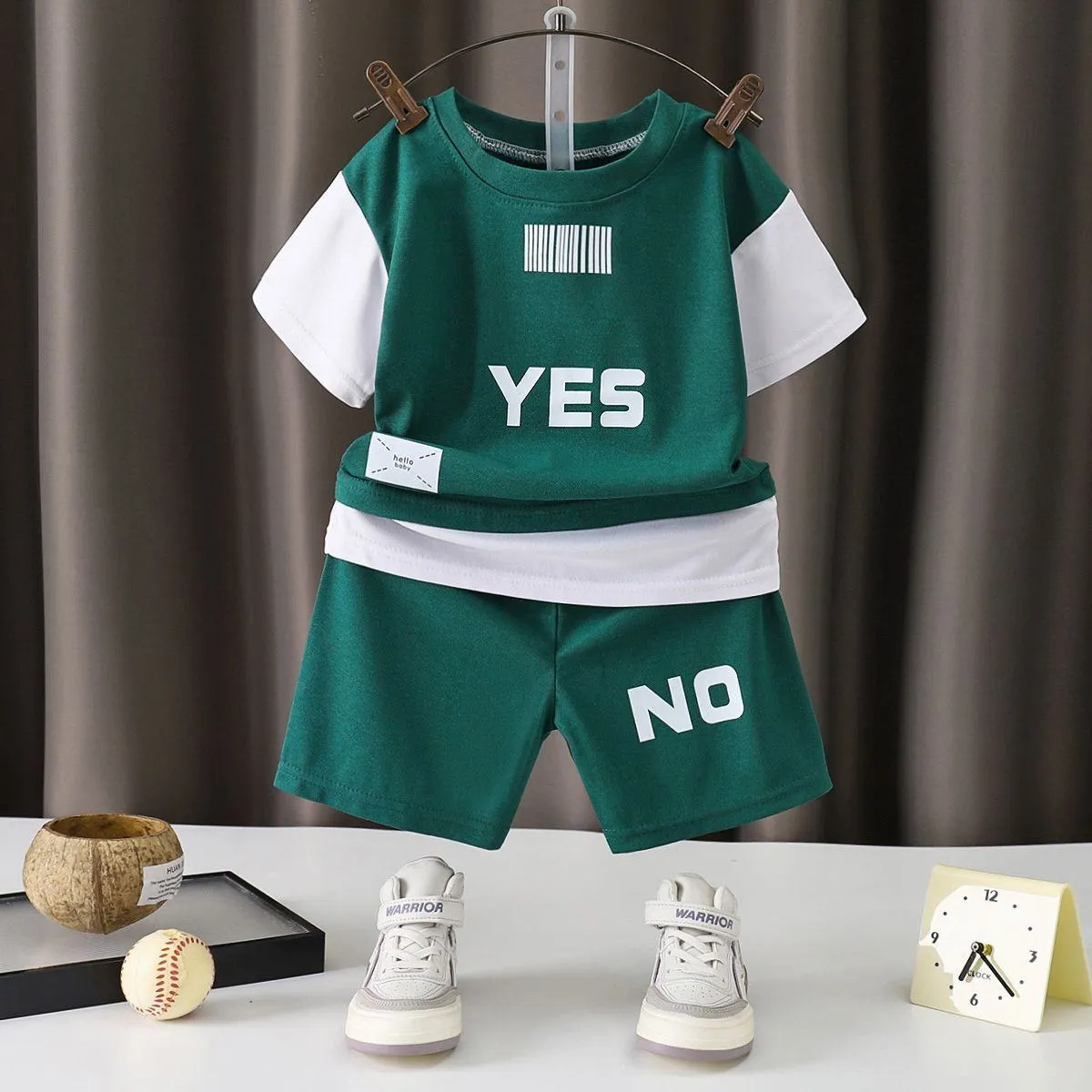 Boys 2-Piece Summer Clothing Set - 2025 New Trendy Kids Short Sleeve Outfit - Lightweight & Breathable Outdoor Casual Wear for Boys - Stylish Short Set thumbnail 6